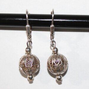 Sterling Silver Filigree Ball Earrings